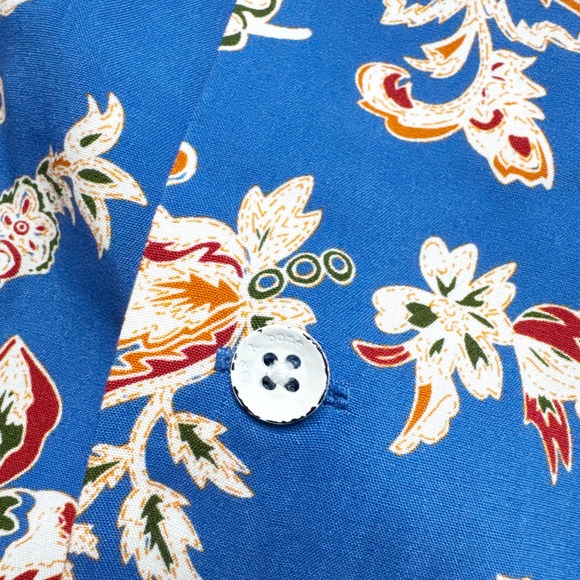 Rag & Bone Avery Convertible Collar Floral Print Camp Shirt Mens Size XL Blue - Picture 6 of 8